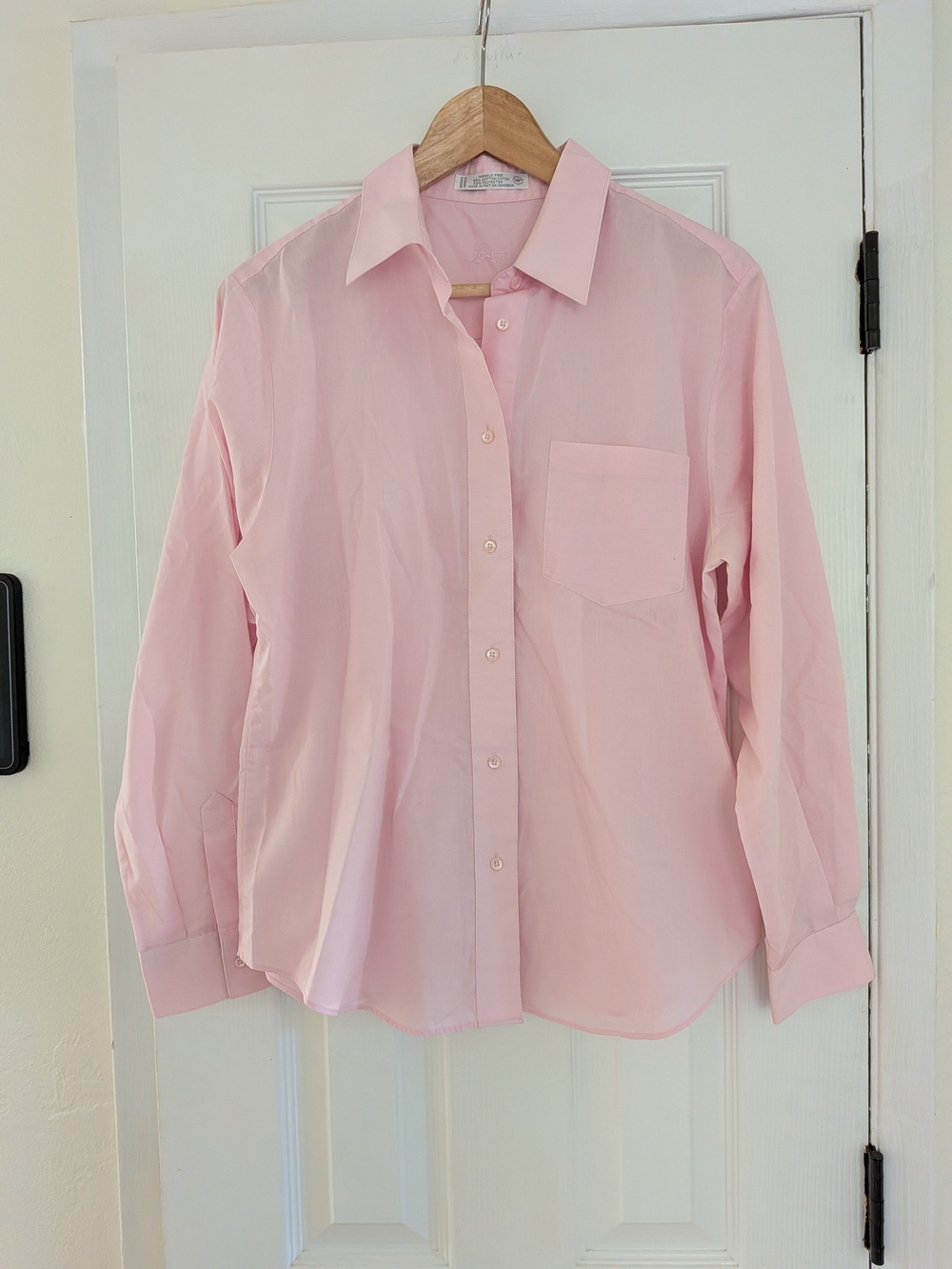 Foxcroft Women's Pink LS Button Up Collared Top Shirt Size 14P Wrinkle Free
